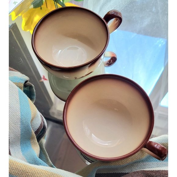 Set of I Love Lucy MCM Brock Of California Brown Country Lane Farmhouse Cups - Picture 4 of 14